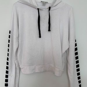 White Checked Cropped Sweater